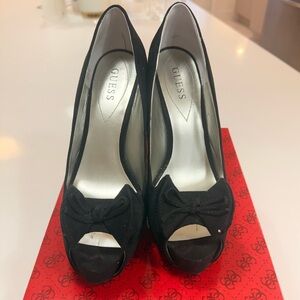 GUESS Black Peep Toe Heels